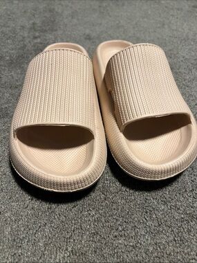 Cloudies Neutral Blush Slide Sandals - Slip-On Comfort